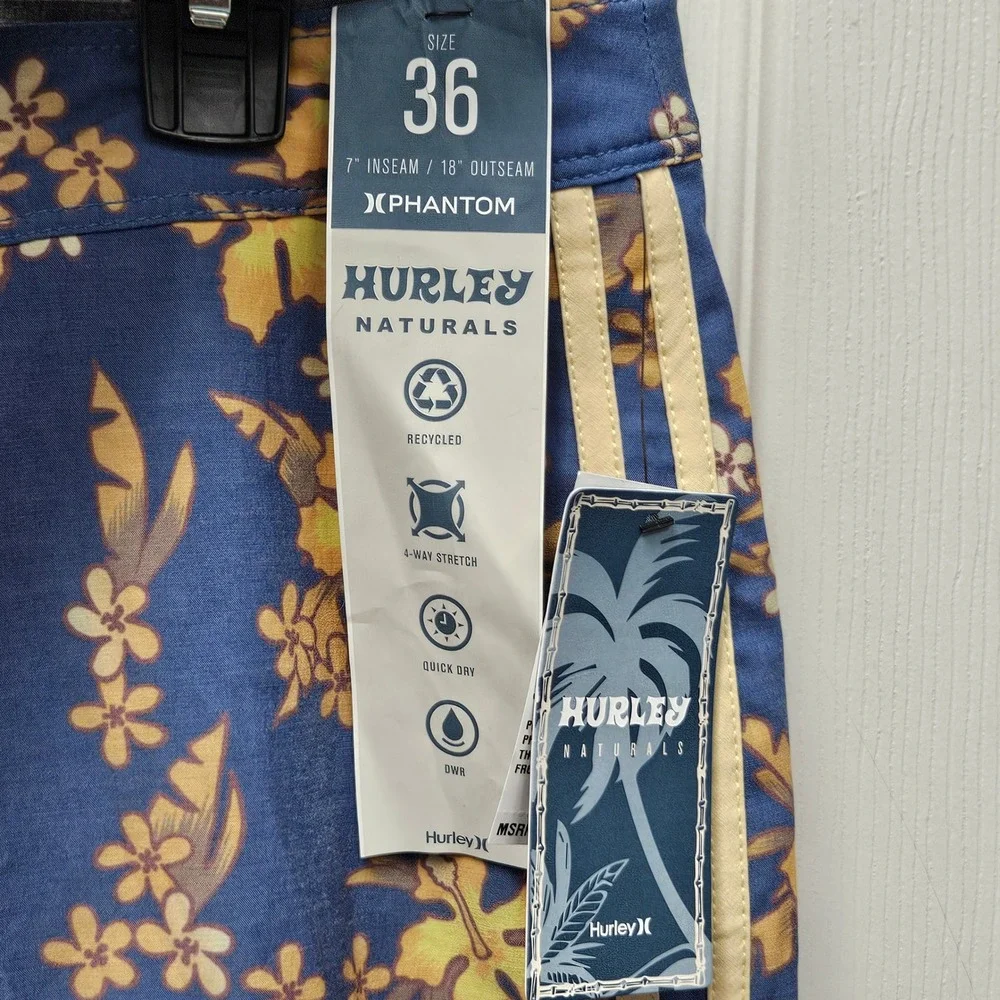 Hurley Board Shorts Mens 36 Blue Floral Phantom Naturals 18